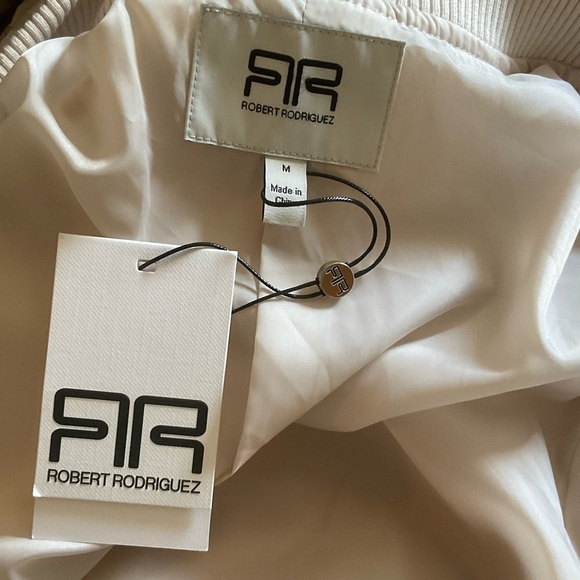 Robert Rodriguez Sz Medium Faux Leather Shimmering Champagne Bomber Jacket NWT - Picture 3 of 16